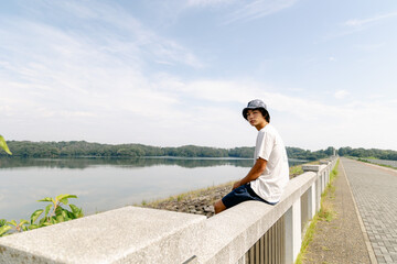 person on the bridge