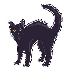 Vector Cat Scared Cartoon Retro Style Illustration Isolated