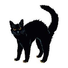 Vector Cat Scared Cartoon Retro Style Illustration Isolated