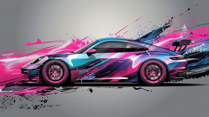 Sporty car wrap livery design graphic abstract grunge background design for vehicle vinyl wrap and car branding 