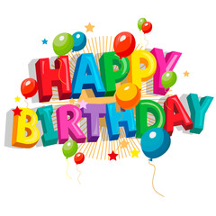 Fototapeta premium Happy birthday lettering with balloons