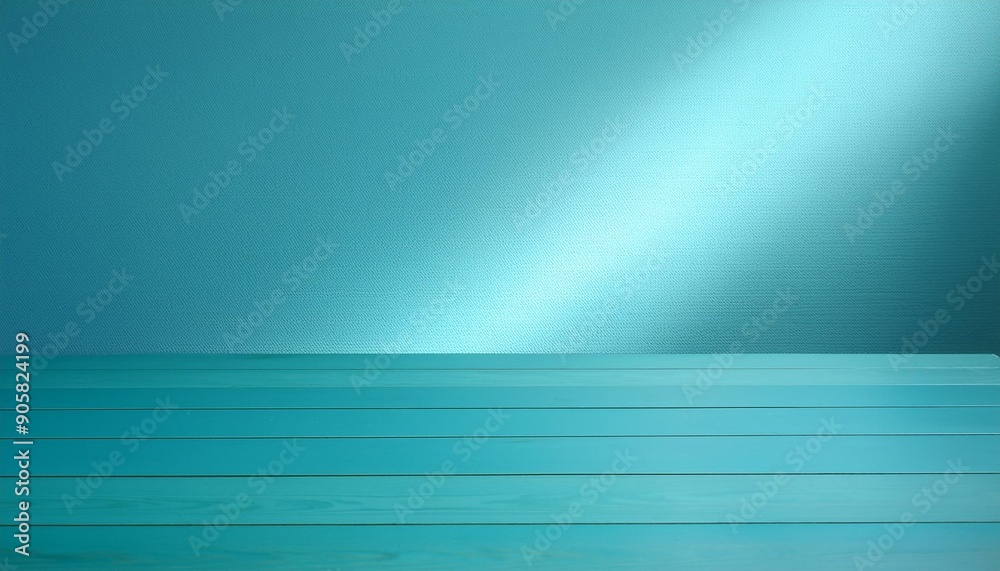 Wall mural heavenly blue wall and empty turquoise table