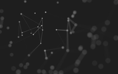 Fototapeta premium Abstract background. Molecules technology with polygonal shapes, connecting dots and lines. Connection structure. Big data visualization.
