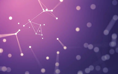 Abstract background. Molecules technology with polygonal shapes, connecting dots and lines. Connection structure. Big data visualization.