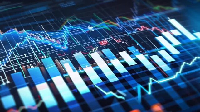 stock market with candlestick stock market chart uptrend line on monitor screen,generative ai