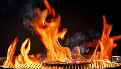 fire flames on a dark background for display product barbecue