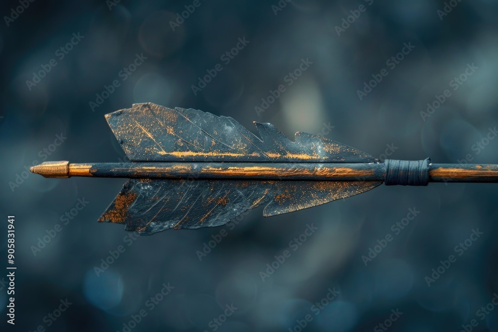 Poster a simple illustration of an arrow with a leaf sticking out, suitable for use in illustrations or des