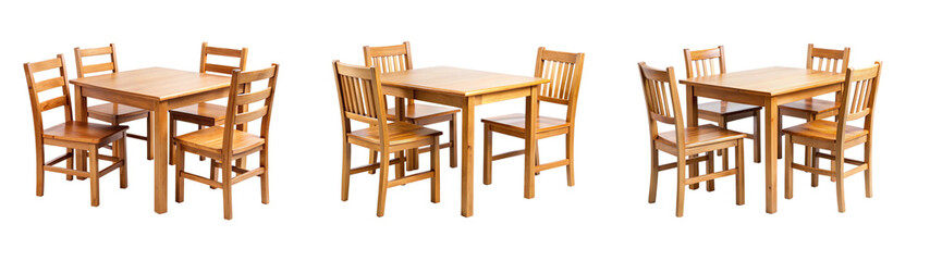 Round Dark Wood Table and Chair on Clear Background – Great for Online Catalogs