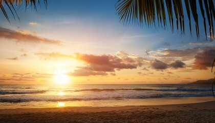 summer tropical background sunset at the ocean