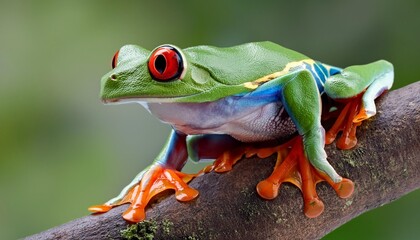 Obraz premium tropical tree frog cruziohyla craspedopus a rain forest amphibian from the amazon rainforest exotic animal and fringe treefrog