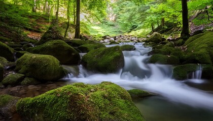 Fototapeta premium peaceful steam in the forest long exposure