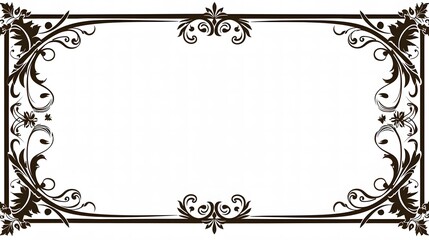 Simple Black Frame with Ornamental Edges on White Background