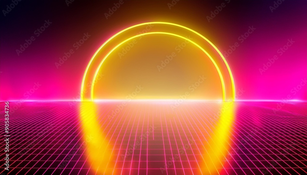 Canvas Prints 90s style background with a neon pink and yellow gradient