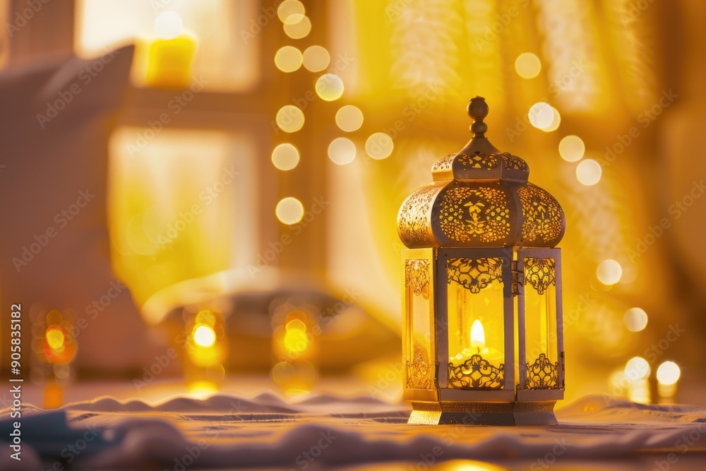 Poster a cozy scene with a lit candle on a table near a window, perfect for warm and intimate settings