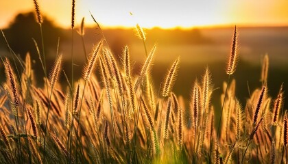Obraz premium backlit setaria viridis in the fields close to kiev in ukraine