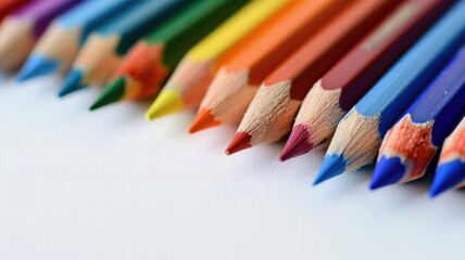 Obraz premium Colored pencils arranged in row, showing various vibrant colors