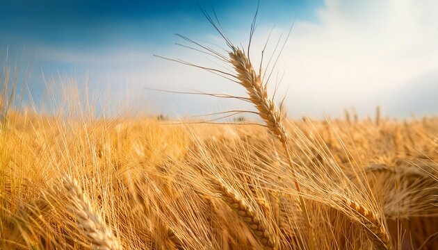 single weat ears on weatfield with sky background