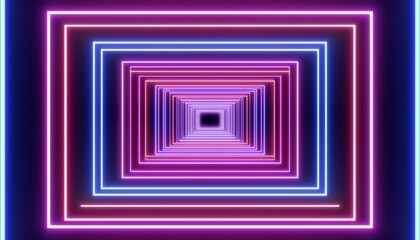 looped 3d animation neon tunnel with rotating square frames abstract cycled background