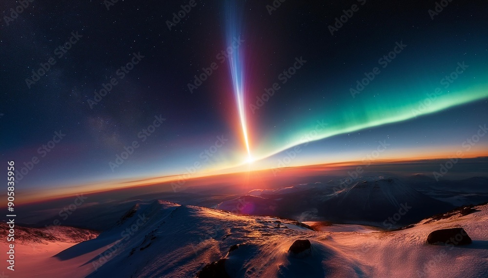 Canvas Prints a quasar s flare creating a cosmic aurora over an alien world