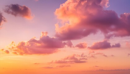 Obraz premium romantic pink sky and orange yellow in the evening in summer season nature background