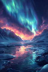 Naklejka premium northern lights wallpaper hd.generative ai