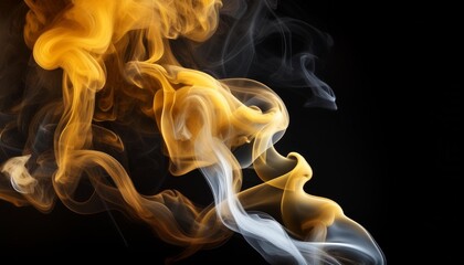 smoke on black background with light yellow