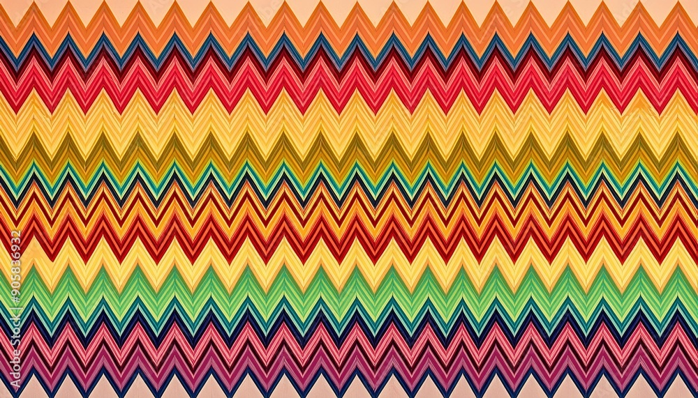 Wall mural bold and graphic chevron pattern in bright colors background