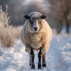 Obraz premium sheep isolated on winter background
