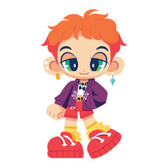 Vector Retro Cartoon Boy Character Y2k Style Illustration Isolated