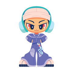 Vector Retro Cartoon Boy With Headphones Character Y2k Style Illustration Isolated