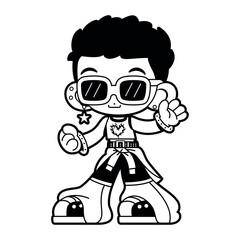 Vector Retro Cartoon Boy With Sunglasses Y2k Style Illustration Isolated