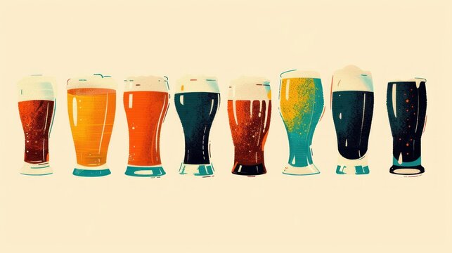 Different Types of Beer in Glasses.