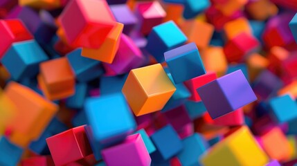 A collection of vibrant cubes suspended mid-air