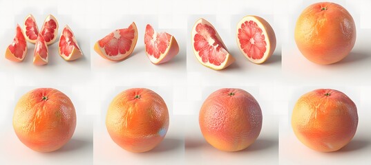 Fototapeta premium Bright and Juicy Grapefruits in Various Positions