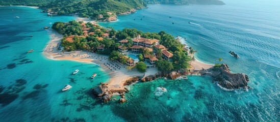 Aerial View of a Tropical Island Resort