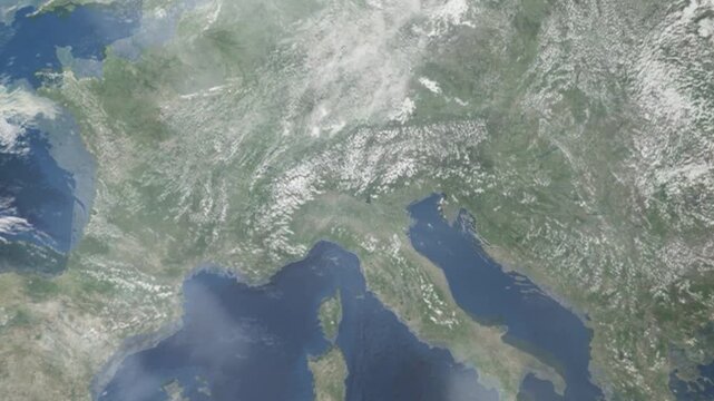 Zooming in on Brescia, Italy frome space - Perfect for Travel Intros and Backgrounds. Realistic 3D Animation.