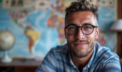Obraz premium Young 30-Year-Old Entrepreneur Traveling for Business Success, Millionaire Ambition Theme