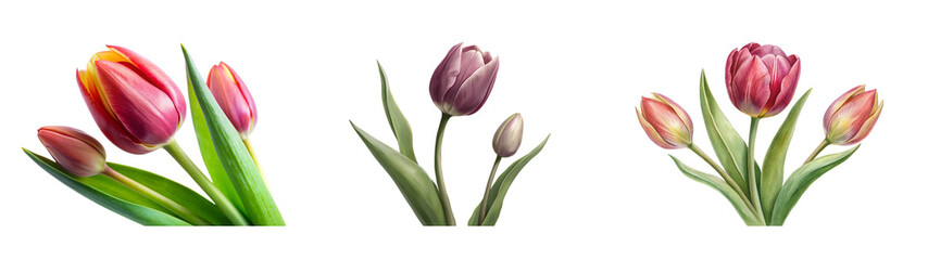 Fototapeta premium Tulip with Buds on a Transparent Background – Perfect for Greeting Cards and Floral Marketing