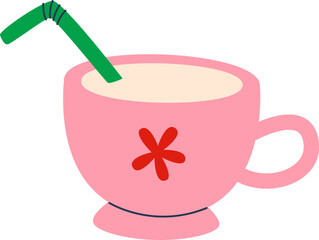 Milk In Mug With Straw