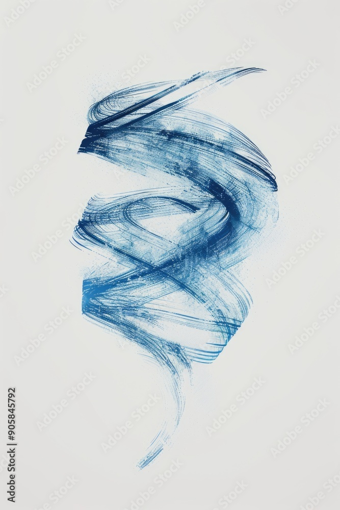 Poster A stylized representation of a blue wave on a white background, suitable for use in various designs and compositions