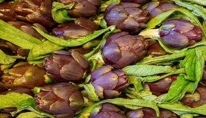 A beautiful layout of artichokes in a box