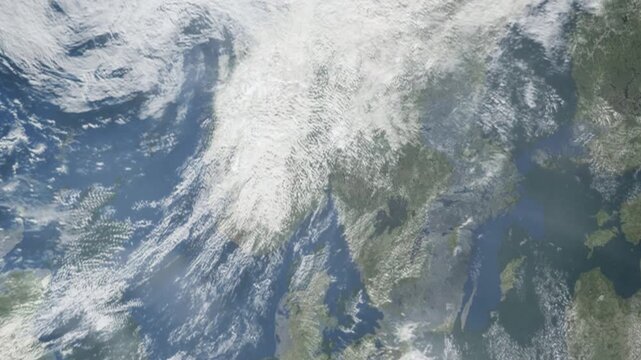 Zooming in on Drammen, Norway frome space - Perfect for Travel Intros and Backgrounds. Realistic 3D Animation.