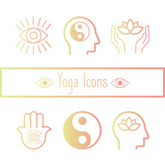 Set of Yoga Icons Vector
