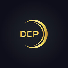 DCP logo. D C P design. White DCP letter. DCP, D C P letter logo design. D C P letter logo design in GOLD, GOLDEN LOGO, THREE, style. letter logo set in one artboard. D C P letter logo vector design.