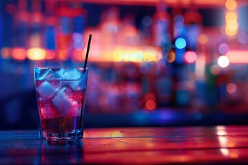 Cocktail glass on bar table