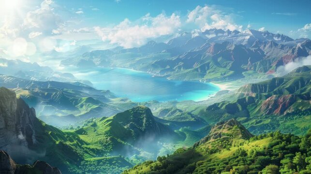 a cool and beautiful tropical area located in a mountainous area. seamless looping time-lapse virtual 4k video Animation Background.