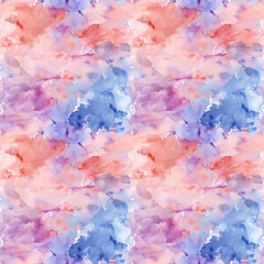 Fototapeta premium Seamless pattern purple, blue and red watercolor texture background hand painted