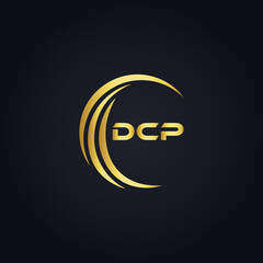 DCP logo. D C P design. White DCP letter. DCP, D C P letter logo design. D C P letter logo design in GOLD, GOLDEN LOGO, THREE, style. letter logo set in one artboard. D C P letter logo vector design.