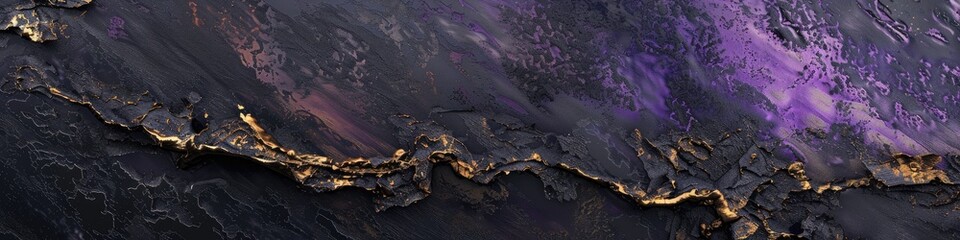 Fototapeta premium Black and Purple Lacquer Texture with Metallic Accents Industrial Waste Mountains Industrial Hues