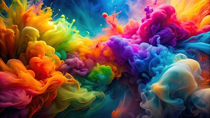 Obraz premium Colorful abstract flowing ink background with vibrant hues and fluid shapes, abstract, colorful, ink, background, poster